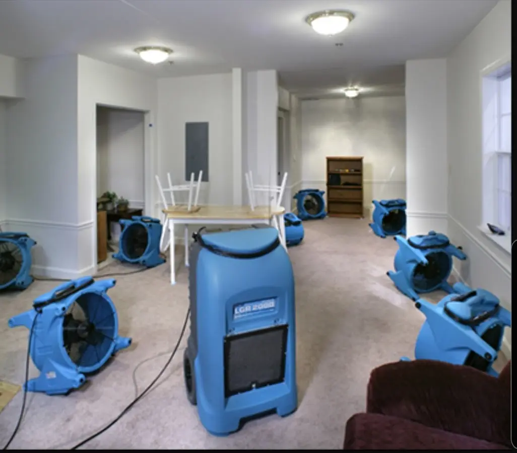 Air movers and dehumidifier setup for Water Damage Restoration in Walterboro